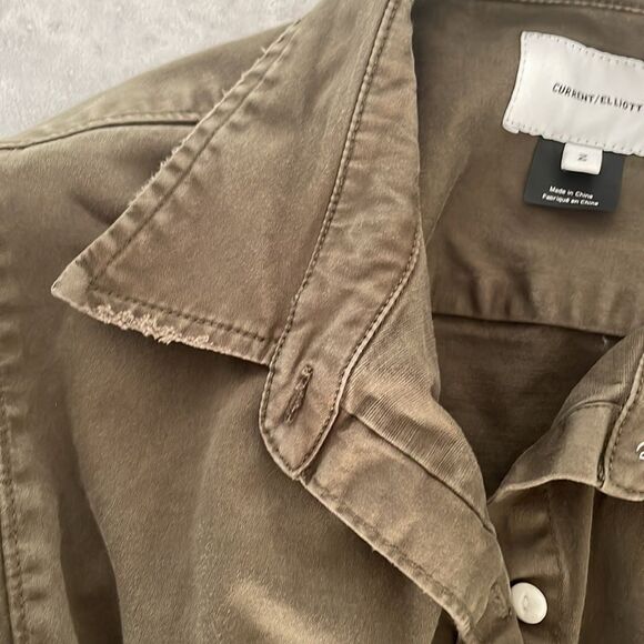 Current/Elliott women’s button up top / light jacket olive green‎ raw edge 2/M - Picture 15 of 15